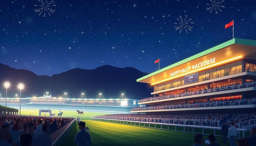 Image of the Happy Valley Racecourse at night