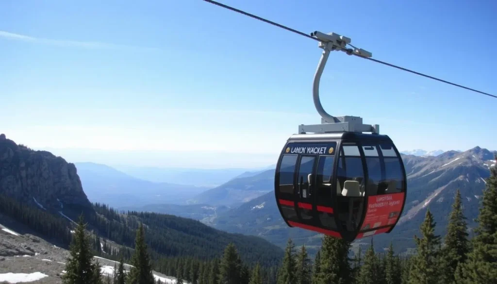 Image of the Jasper SkyTram in operation, with a panoramic view of the surrounding mountains.