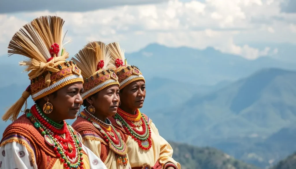 Image of the Koma people in traditional attire in the Atlantika Mountains