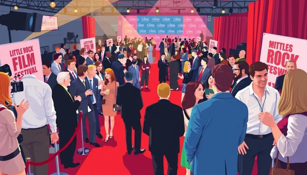Image of the Little Rock Film Festival, highlighting a red-carpet event with filmmakers and actors.