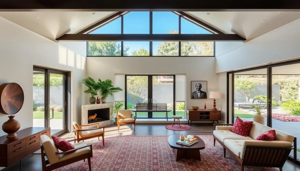 Image of the Miller House and Garden's interior, showcasing its mid-century modern design