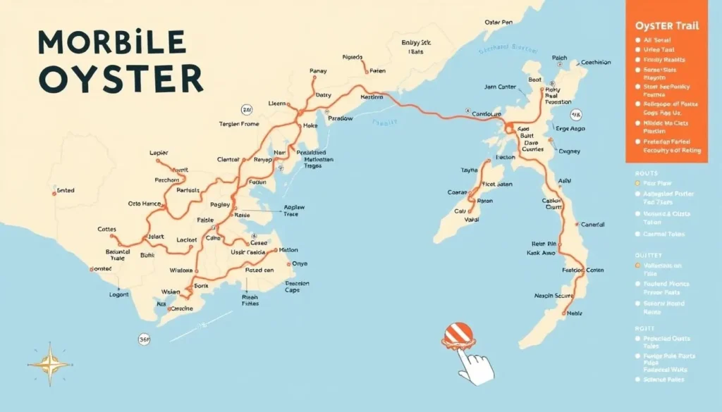 Image of the Mobile Oyster Trail map