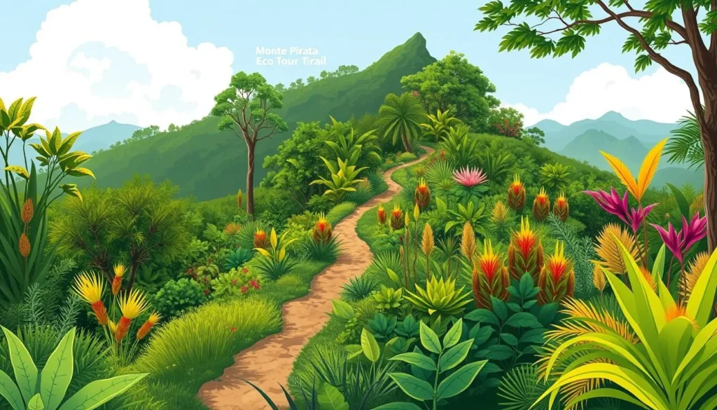Image of the Monte Pirata Eco Tour trail with lush vegetation.