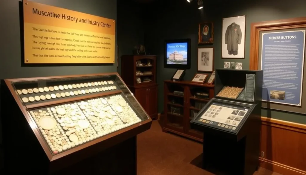 Image of the Muscatine History and Industry Center building with a display of pearl buttons