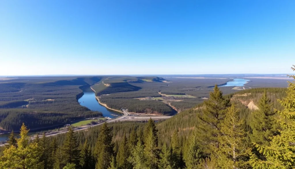 Image of the North Saskatchewan River Valley with a scenic viewpoint