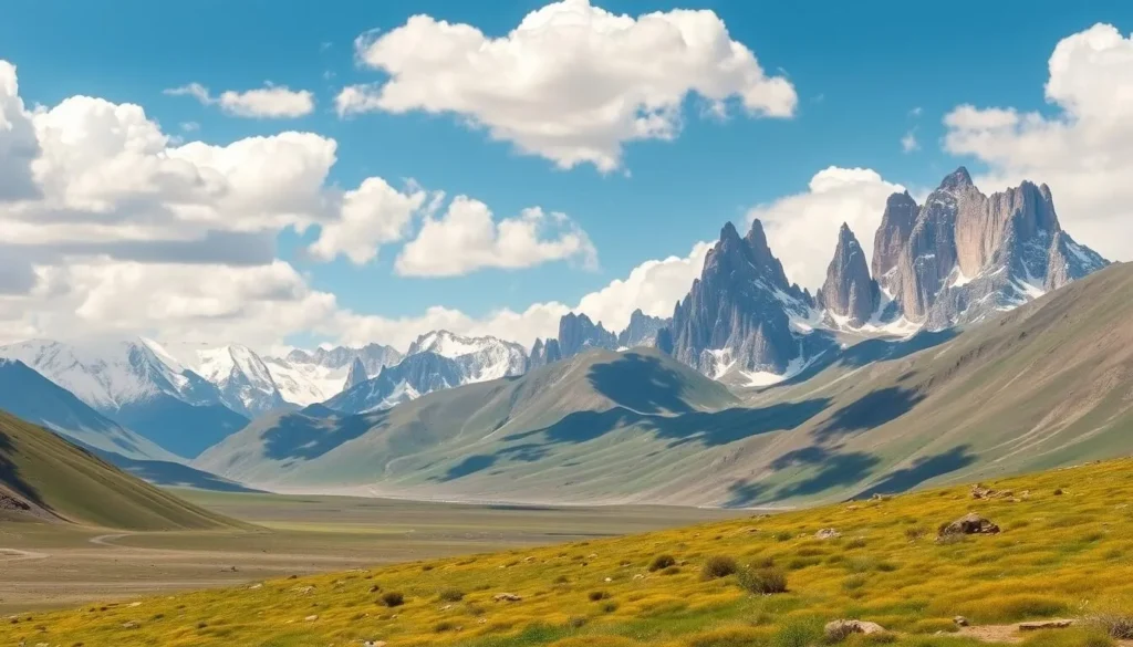Image of the Pamir Plateau with majestic mountains and alpine grasslands