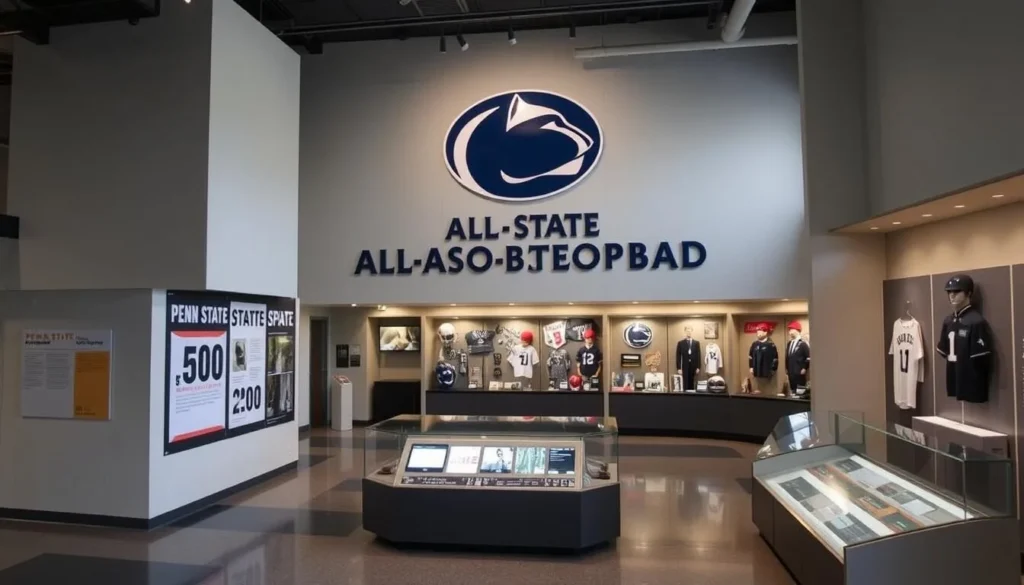 Image of the Penn State All-Sports Museum interior with interactive exhibits and memorabilia