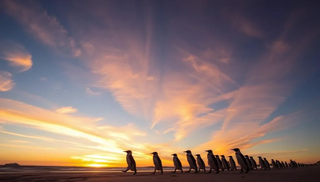 Image of the Phillip Island Penguin Parade at sunset