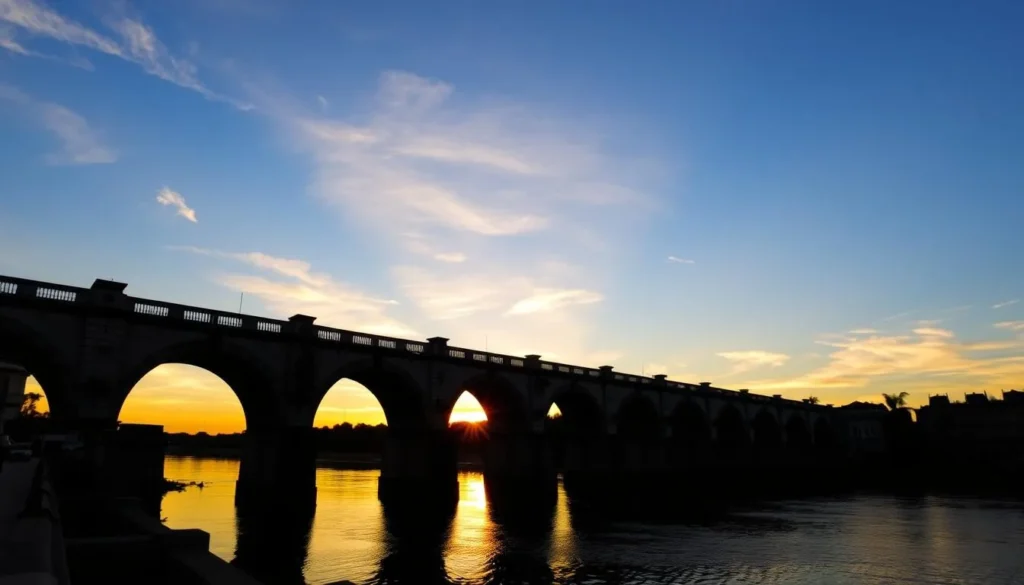 Image of the Roman Bridge at sunset