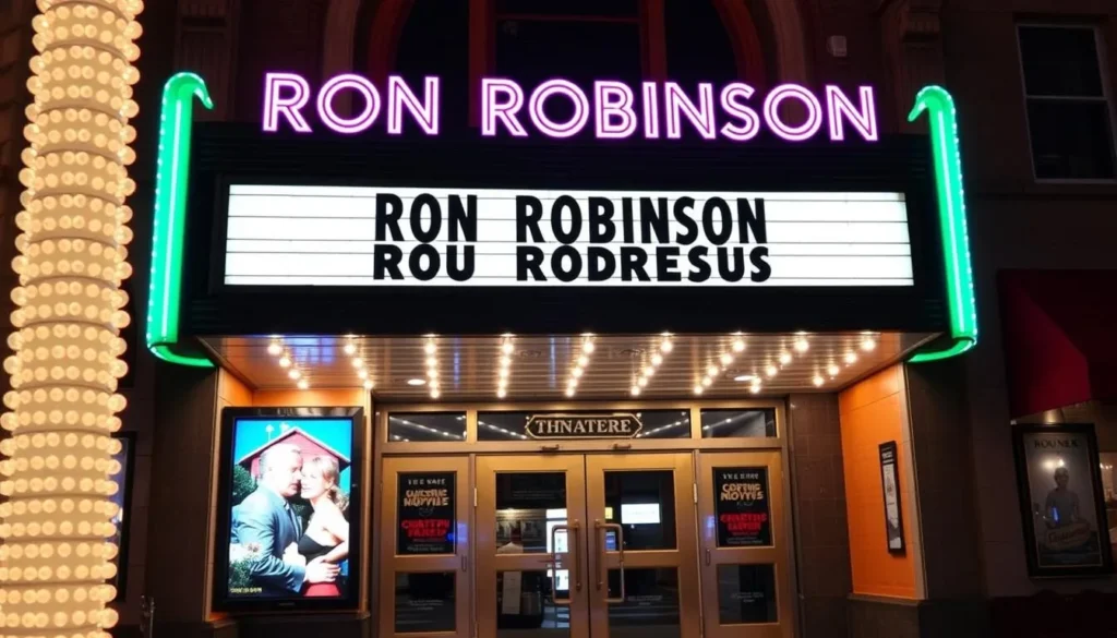 Image of the Ron Robinson Theater with a classic movie playing