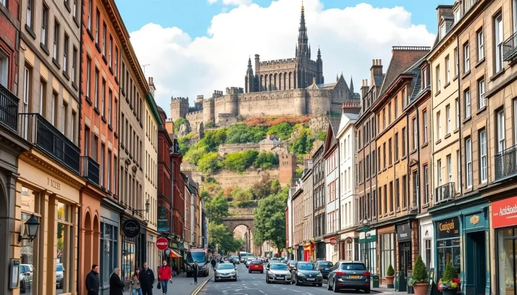 Image of the Royal Mile with Edinburgh Castle in the background