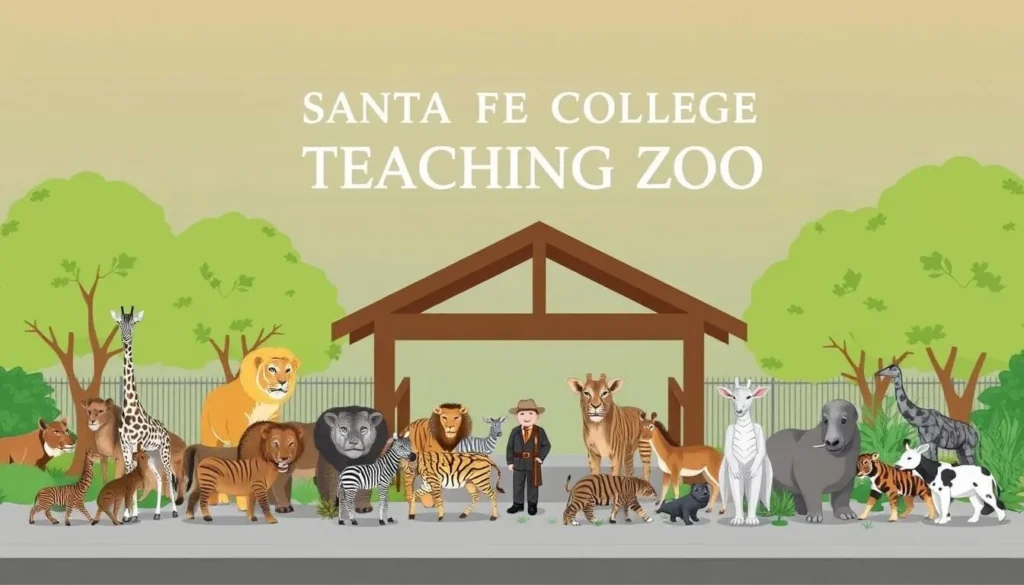 Image of the Santa Fe College Teaching Zoo entrance with diverse animals visible