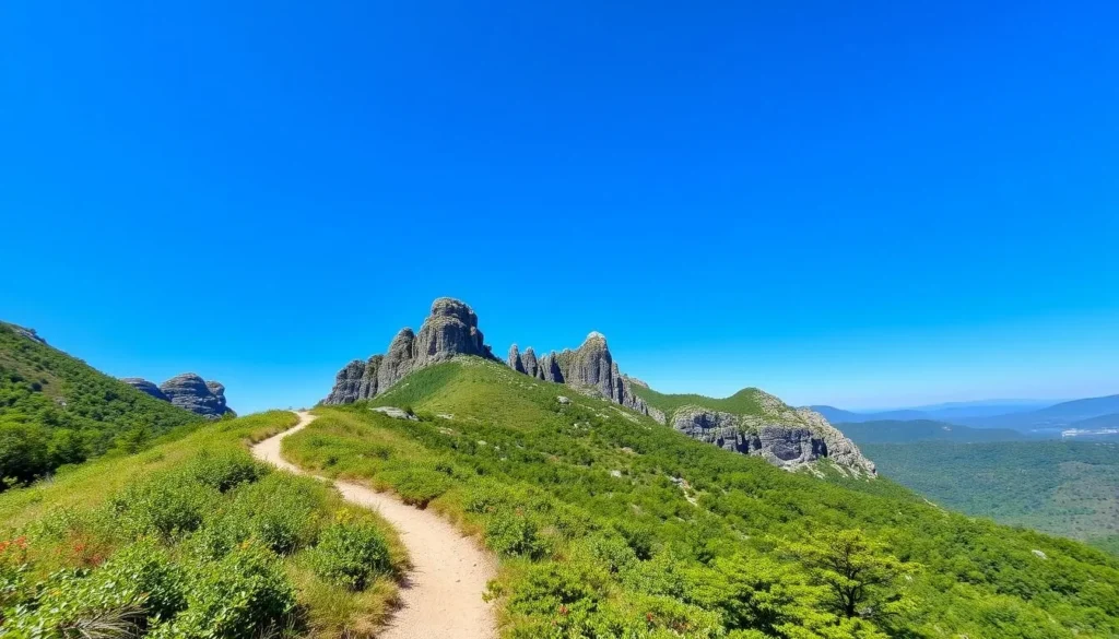 Image of the Shawangunk Mountains with a hiking trail