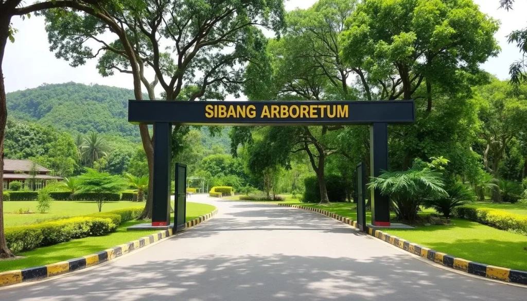 Image of the Sibang Arboretum's entrance, showcasing its lush surroundings.