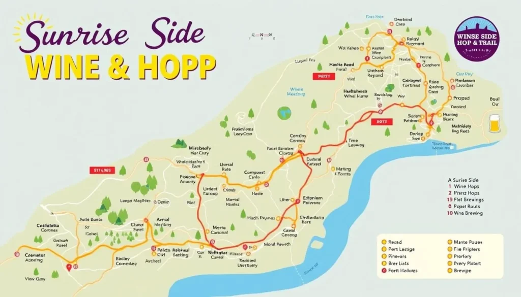 Image of the Sunrise Side Wine & Hops Trail map