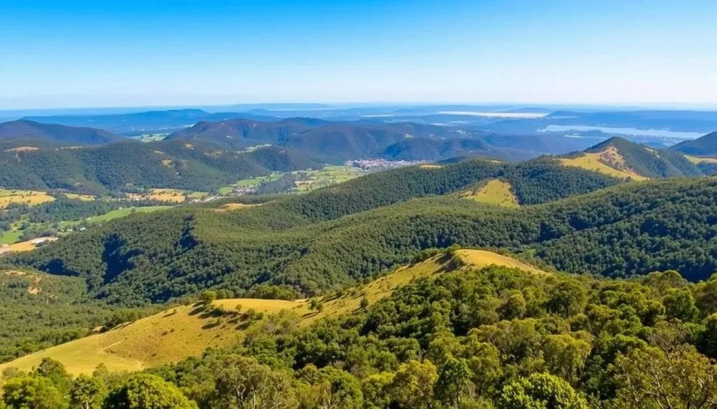 Image of the Sunshine Coast hinterland with rolling hills and scenic views