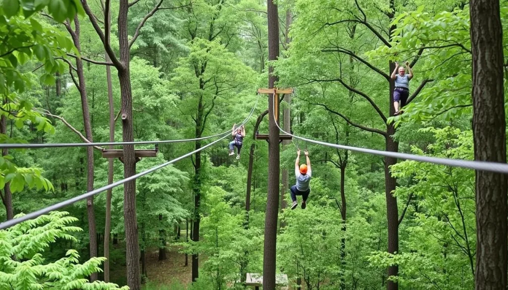 Image of the Tallahassee Museum's Tree-to-Tree Adventures zipline course