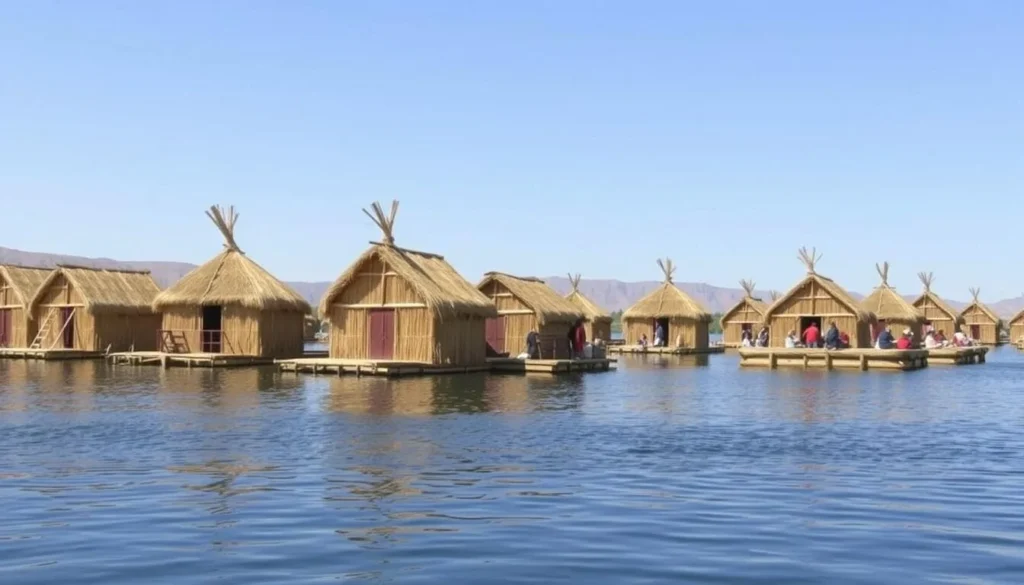 Image of the Uros floating islands on Lake Titicaca