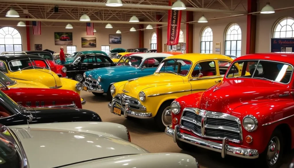 Image of the Ypsilanti Automotive Heritage Museum's vintage car collection