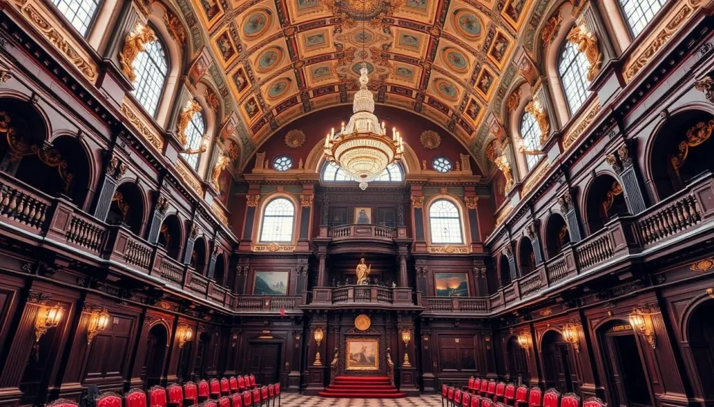 Image of the interior of Glasgow City Chambers, highlighting its opulent decor