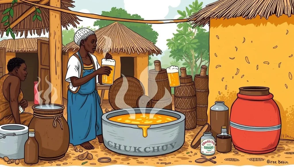 Image of traditional choukachou beer being brewed in Parakou, Benin