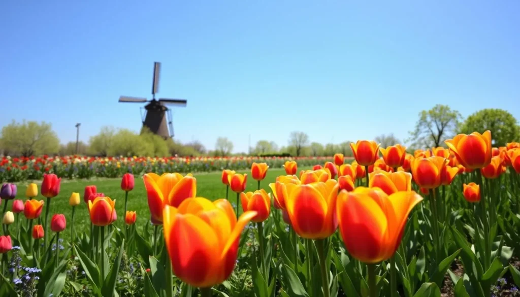 Image of tulips blooming in Holland, Michigan