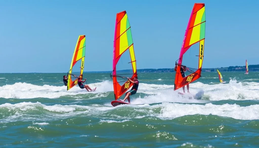 Image of windsurfers on Wolf Lake