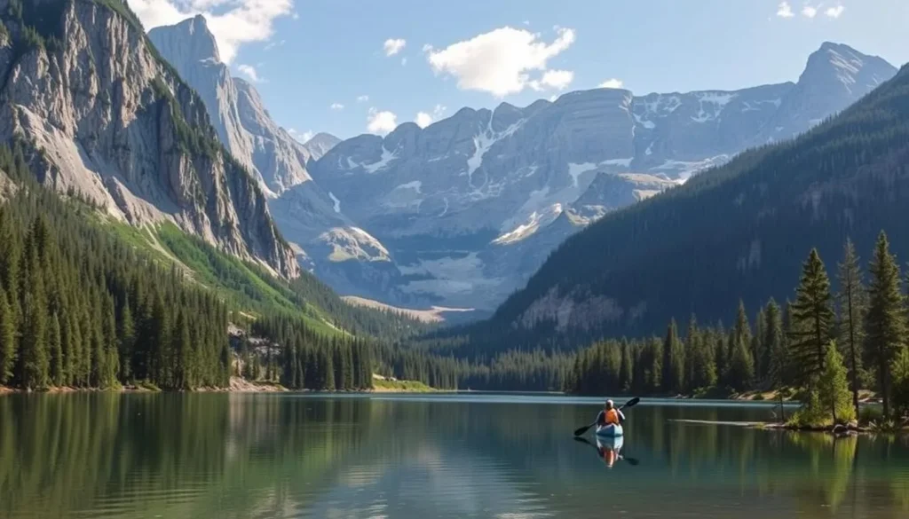 Imagine a serene lake surrounded by mountains and forests, where you can paddle, hike, and relax in a tranquil atmosphere.