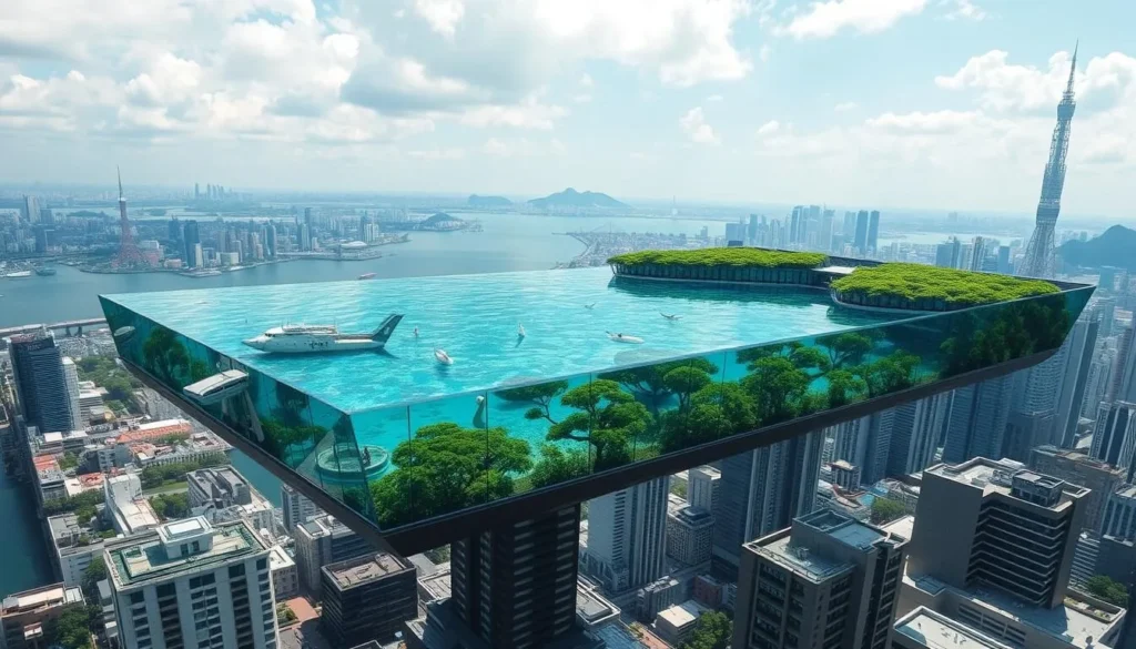 Imagine an aquatic paradise nestled in the sky, offering a serene escape from Tokyo's bustling streets.