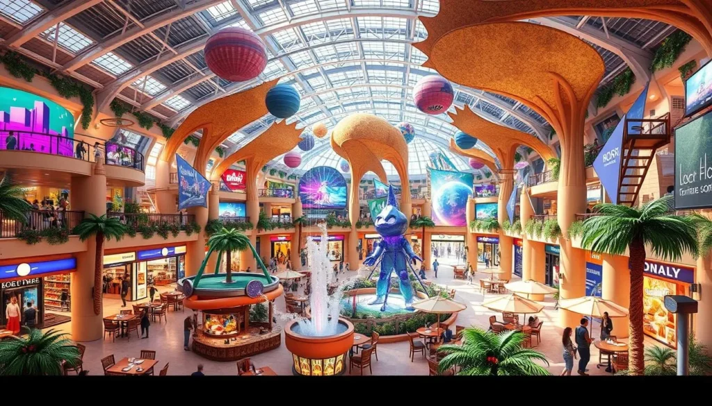 Imagine an indoor theme park that combines entertainment, food, and shopping in a unique way.