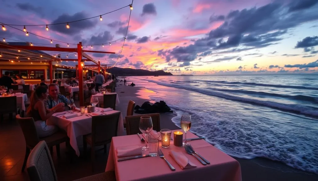 Imagine dining at a beachfront restaurant with the sound of waves gently lapping at your feet.