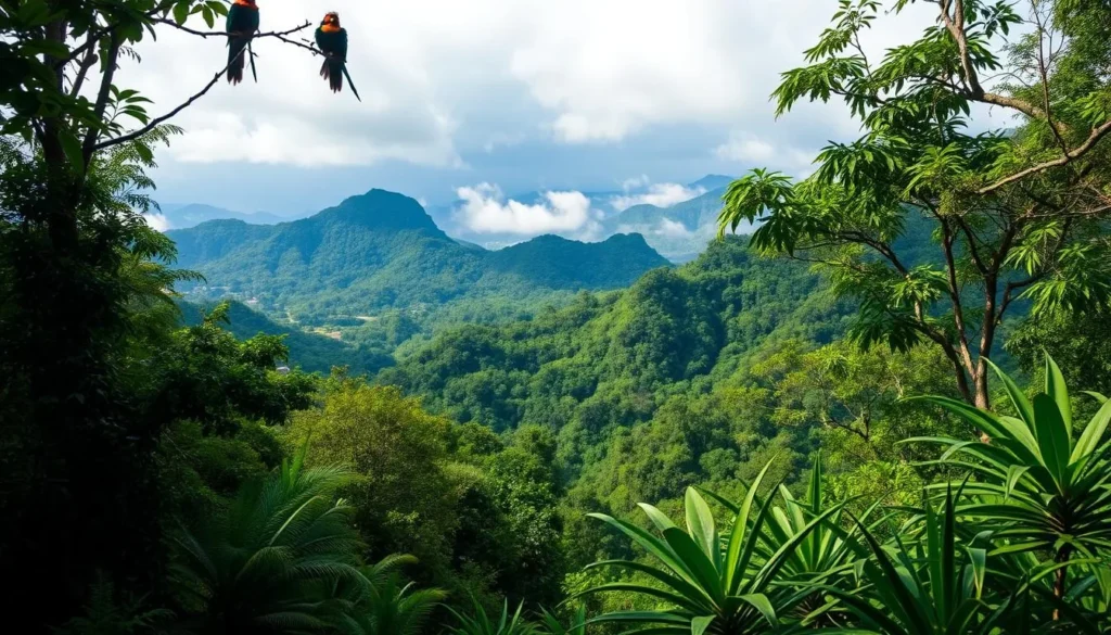 Imagine hiking through a lush rainforest, surrounded by the sounds of exotic birds and the sight of misty mountains. Imagine hiking through a lush rainforest, surrounded by the sounds of exotic birds and the sight of misty mountains.