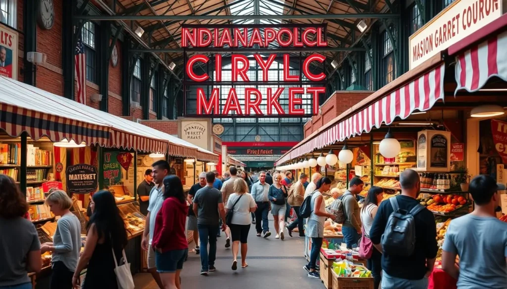 Indianapolis City Market image with vendors and shoppers