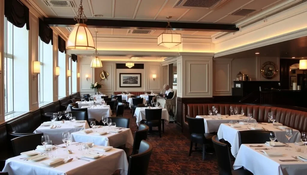 Interior of The Oceanaire Seafood Room in Washington DC with elegant table settings