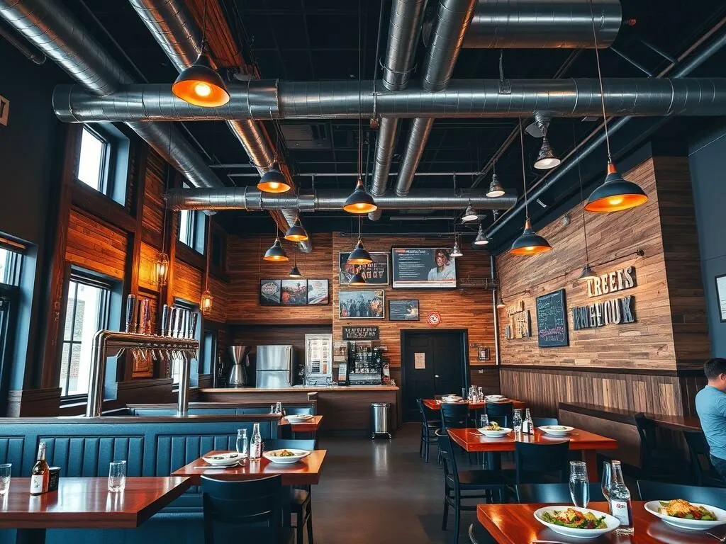 Interior of Vernal Brewing Company with craft beer and food Interior of Vernal Brewing Company with craft beer and food