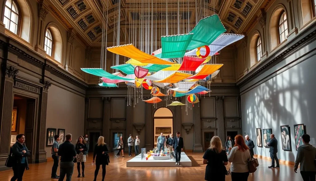 Interior of the Renwick Gallery in Washington DC showing contemporary art installations