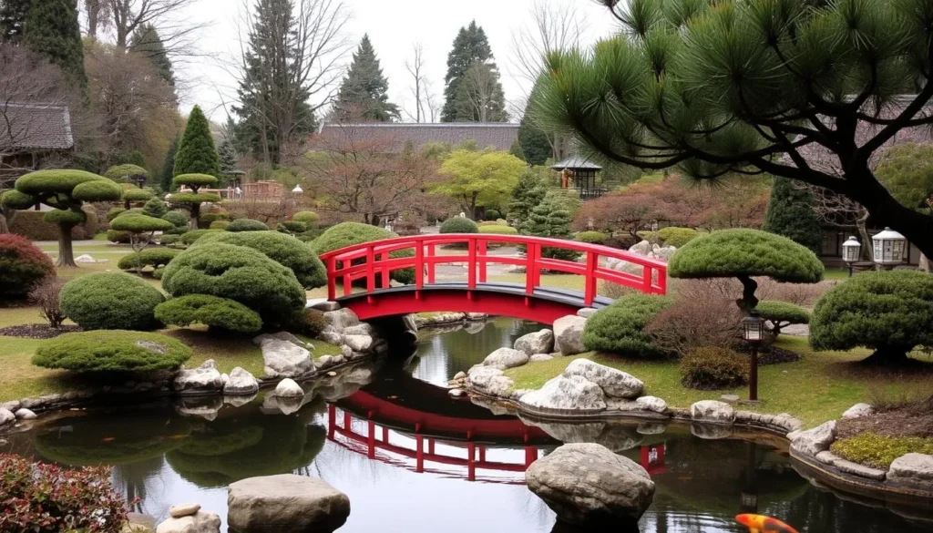 Japanese Garden at Hillwood Estate in Washington DC with traditional elements Japanese Garden at Hillwood Estate in Washington DC with traditional elements