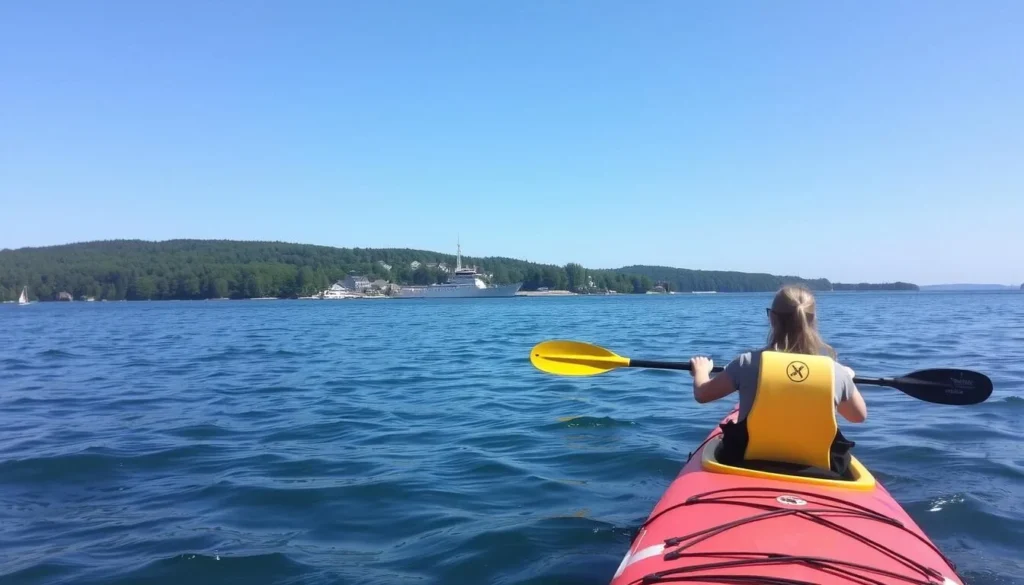 Kayaking in Lake Huron near Alpena, Michigan