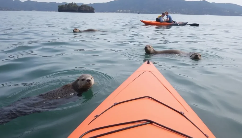 Kayaking in Monterey Bay with sea otters and seals
