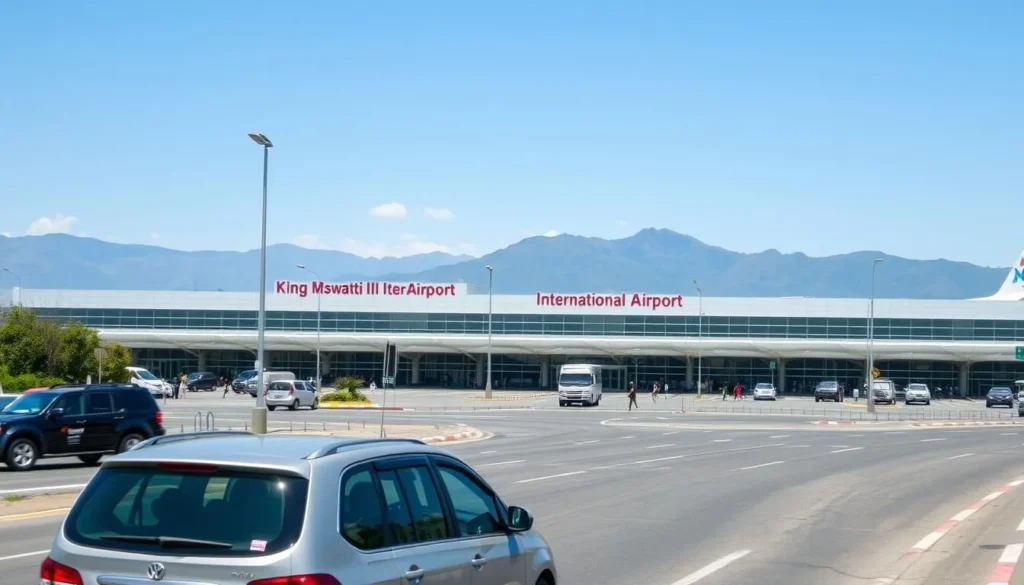 King Mswati III International Airport in Swaziland with mountains in the background - entry point for visitors exploring Swaziland best things to do