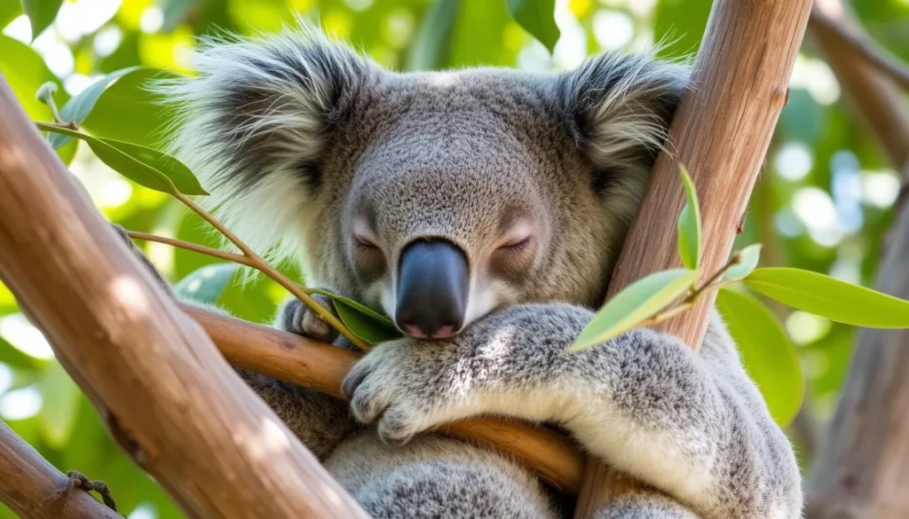 Koala resting in a eucalyptus tree at the Port Stephens Koala Sanctuary Koala resting in a eucalyptus tree at the Port Stephens Koala Sanctuary