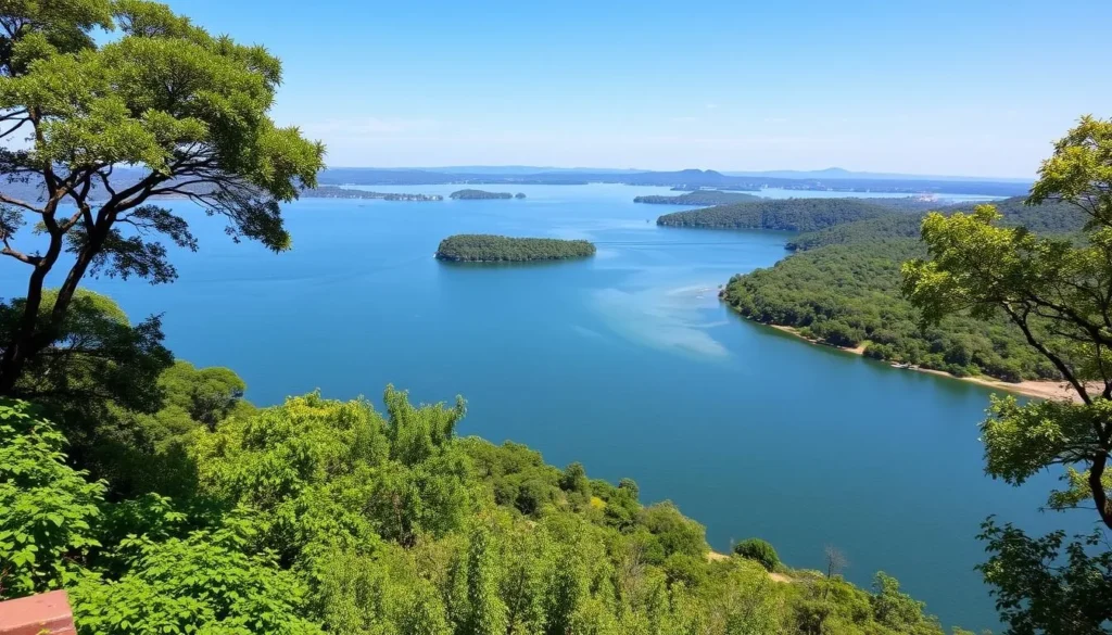 Lake Kariba, a serene lake on the Zimbabwe-Zambia border