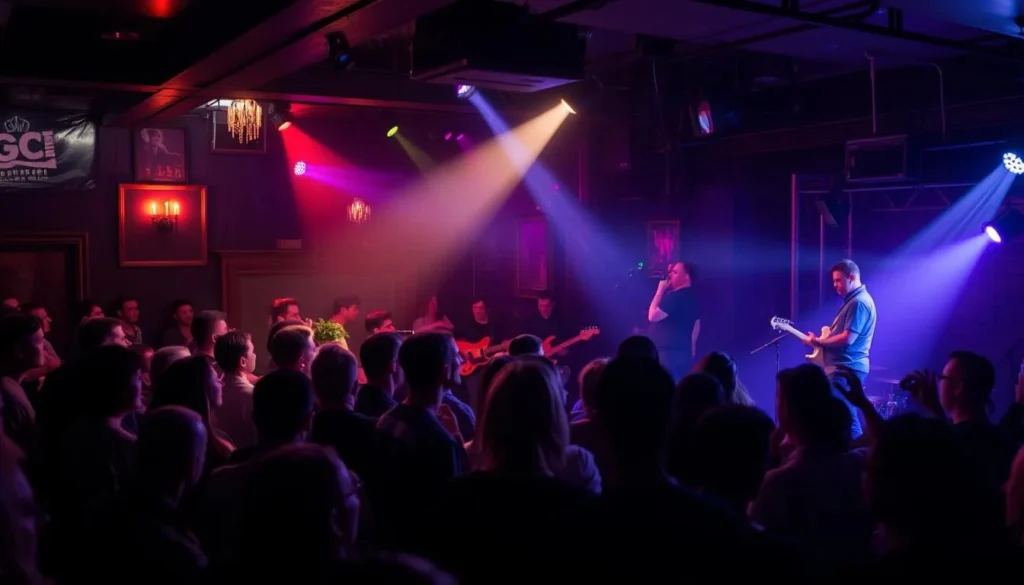 Live music performance at a Newcastle venue with audience enjoying the show