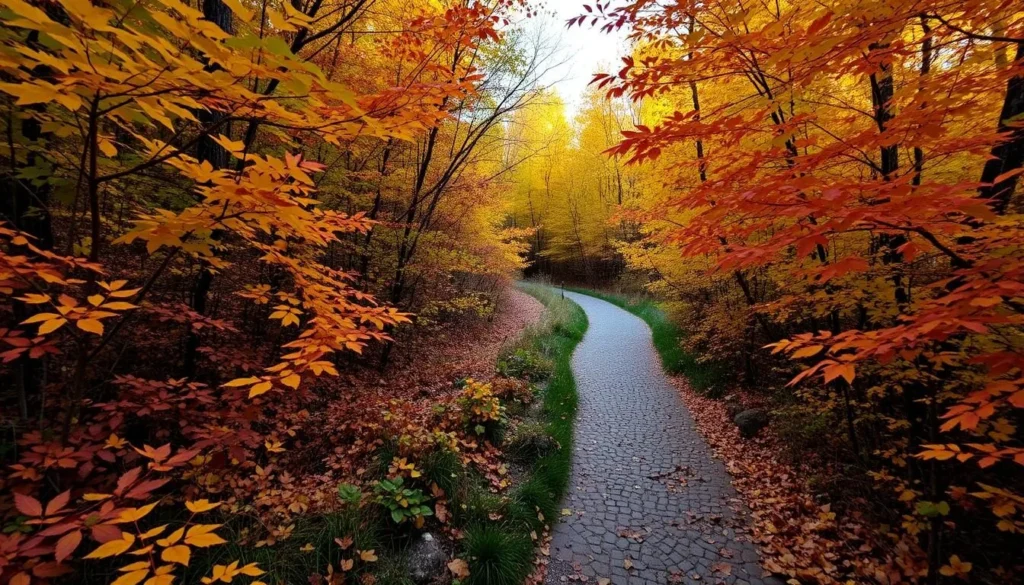 Lone Star Hiking Trail winding through autumn foliage