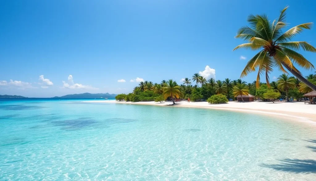 Long Beach in Palau with white sand and clear turquoise water Long Beach in Palau with white sand and clear turquoise water