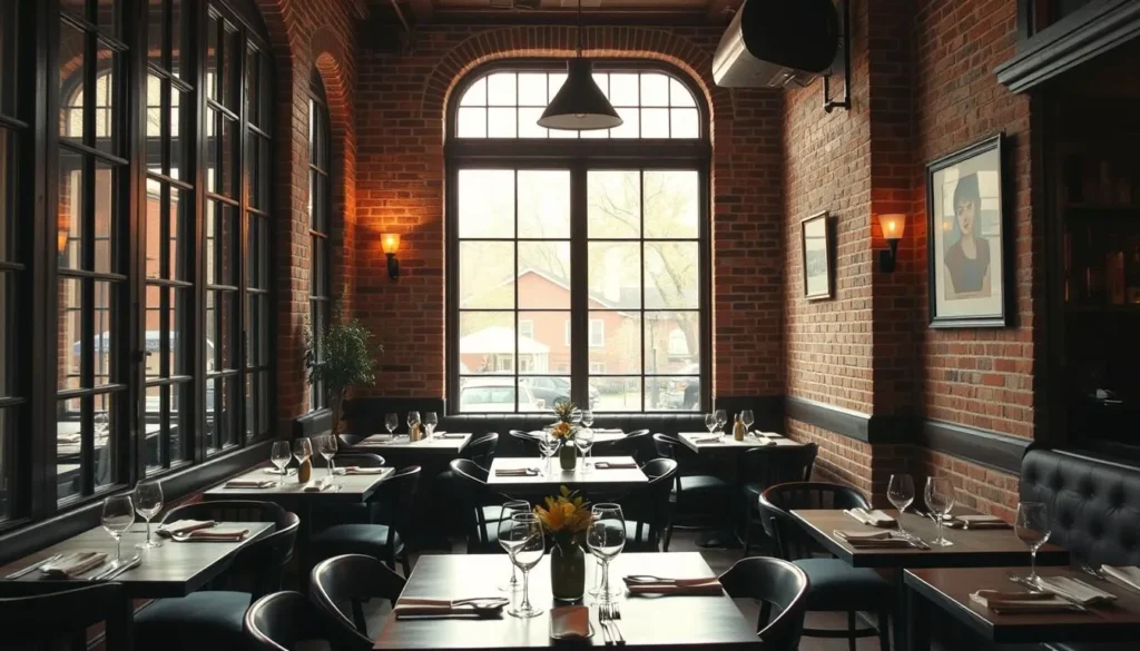 Lutèce restaurant in Georgetown with brick walls and intimate dining space