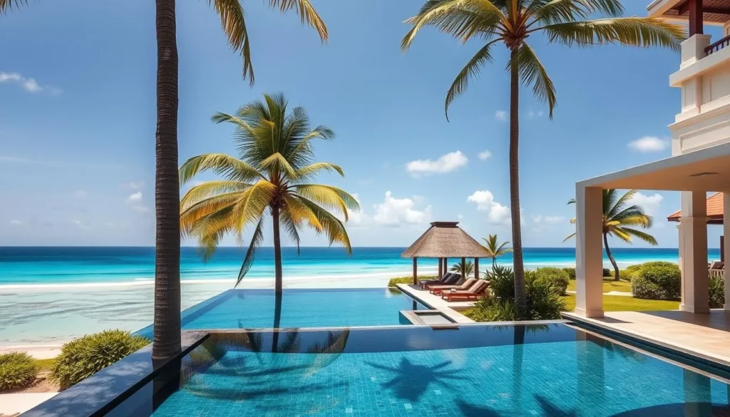 Luxury beachfront resort in Sri Lanka with infinity pool overlooking the ocean