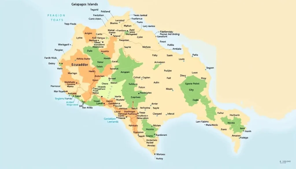 Map of Ecuador highlighting the four main regions and best things to do in Ecuador Map of Ecuador highlighting the four main regions and best things to do in Ecuador