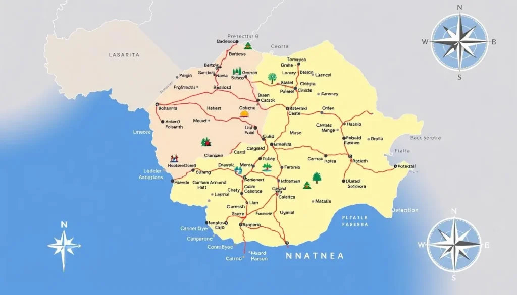 Map of Romania highlighting major tourist destinations and routes Map of Romania highlighting major tourist destinations and routes
