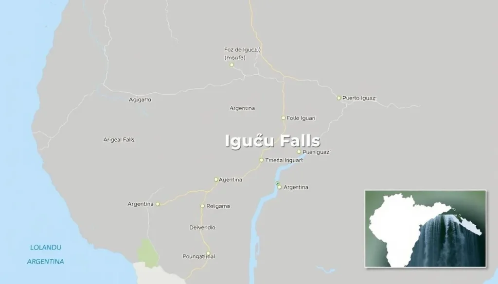Map showing how to get to Iguaçu Falls from both Brazilian and Argentinian sides